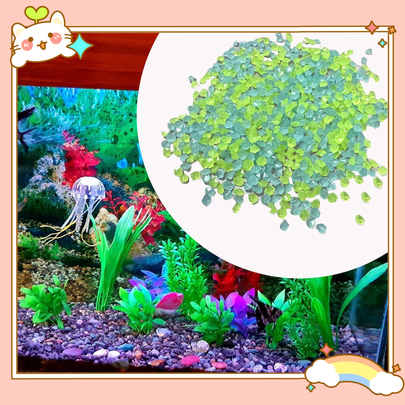 Planted Aquarium With Sand - 3-5mm Glow in A Dark Pebbles